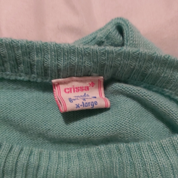 4/$25 Crissa blue teal heart print  sweater - Picture 3 of 12
